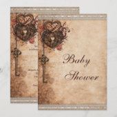  hartslot en neutraal Baby shower Kaart (Voorkant / Achterkant)