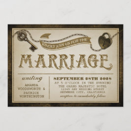 Hartslot en skelet Key bruiloft uitnodigingen