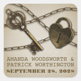 Hartslot en skelet Key Wedding Favor Stickers