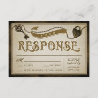 Hartslot en skelet Key Wedding RSVP-Kaarten