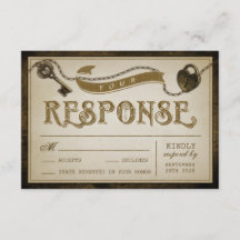 Hartslot en skelet Key Wedding RSVP-Kaarten