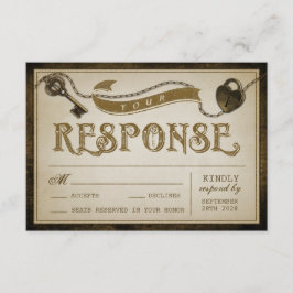 Hartslot en skelet Key Wedding RSVP-Kaarten RSVP Kaartje