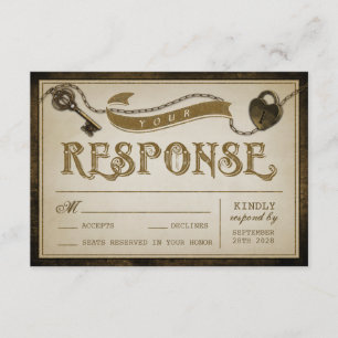 Hartslot en skelet Key Wedding RSVP-Kaarten RSVP Kaartje
