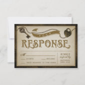 Hartslot en skelet Key Wedding RSVP-Kaarten RSVP Kaartje (Voorkant)