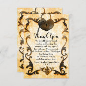 Hartslot en  sleutel - Antiek - Hartelijk dank - k Kaart (Voorkant / Achterkant)