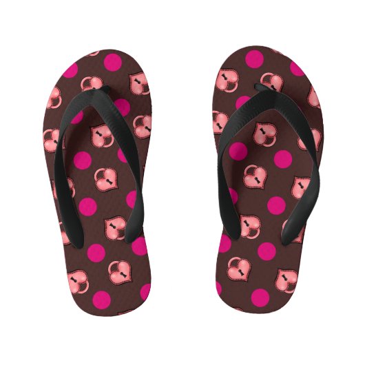 Hartslot en Stippen Chocolade Kinder Teenslippers (Voetbed)