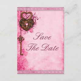 Hartslot & Key Roze Bruiloft Bewaar de datum Save The Date