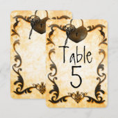 Hartslot & Key Vintage Trouwtafel Nummer Kaart (Voorkant / Achterkant)