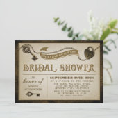 Hartslot Skelet Key Bridal Shower Uitnodigingen (Staand voorkant)