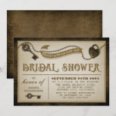Hartslot Skelet Key Bridal Shower Uitnodigingen (Voorkant / Achterkant)