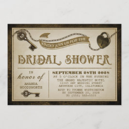 Hartslot Skelet Key Bridal Shower Uitnodigingen