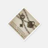  hartslot skelet sleutel bruiloft servetten (Hoek)