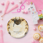 Hartslot & Sleutel Antiek Bruiloft Borden Papieren Bordje (Feest)