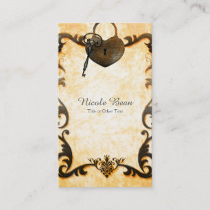 Hartslot & Sleutel  Antiek Visitekaartje