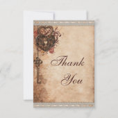  hartslot & sleutel bruiloft dank u bedankkaart (Voorkant)