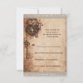 Hartslot & Sleutel Bruiloft RSVP (Achterkant)