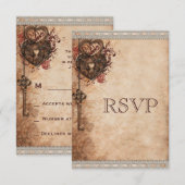 Hartslot & Sleutel Bruiloft RSVP (Voorkant / Achterkant)