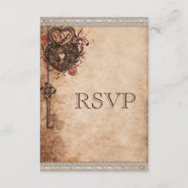Hartslot & Sleutel Bruiloft RSVP Kaartje