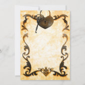 Hartslot & Sleutel  Rustieke Huwelijksuitnodiging Kaart (Achterkant)