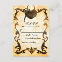 Hartslot & Sleutel Vintage Antieke RSVP-kaart
