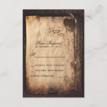 Hartslot & sleutel vintage bruiloft RSVP kaarten