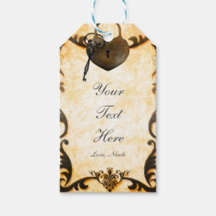 Hartslot & Sleutel Vintage Rustieke Trouwcadeaubij Cadeaulabel