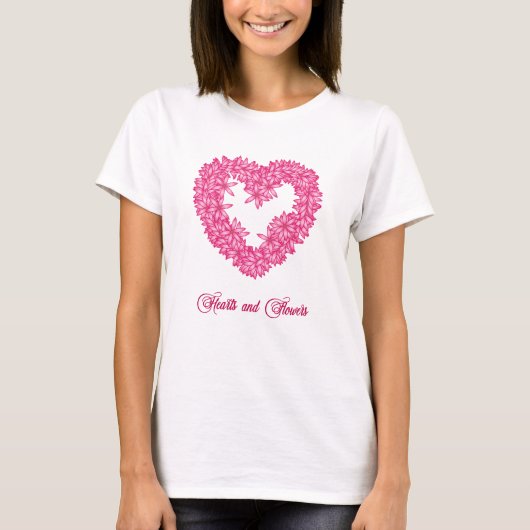 Hartspatten van de bloemen, Fuchsia roze T-shirt (Voorkant)