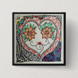 Hartspeld (2 inch vierkant) vierkante button 5,1 cm