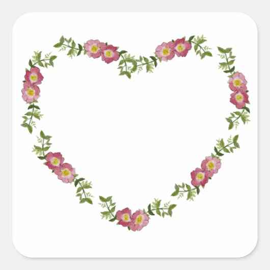 hartspleet van bloemen voor mam vierkante sticker (Voorkant)