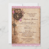 hartsslot en sleutelmeisje Baby shower Kaart (Achterkant)