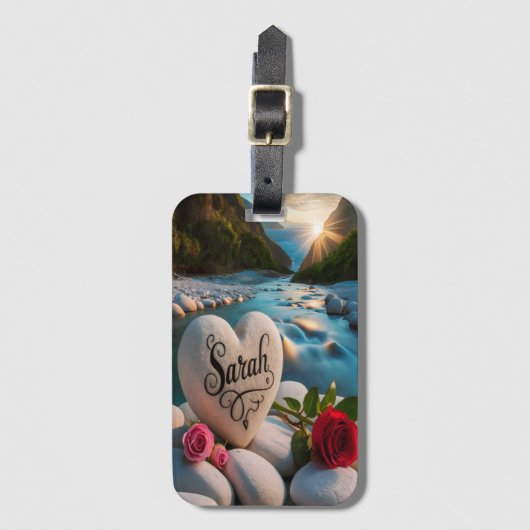 Hartsteen bij de rivier bagagelabel (Voorkant (verticaal))