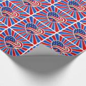 Hartsterren en strips in rood wit en blauw cadeaupapier (Hoek)