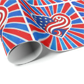 Hartsterren en strips in rood wit en blauw cadeaupapier (Rol Hoek)