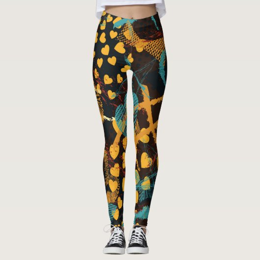 Hartsterren geometrie: leuk  patroon leggings (Voorkant)