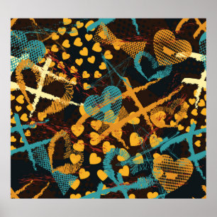 Hartsterren geometrie: leuk patroon poster