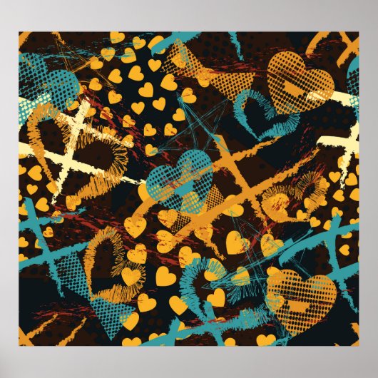 Hartsterren geometrie: leuk patroon poster (Voorkant)