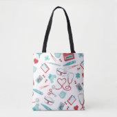 Hartstethoscoop en andere pictogrammen, voor zuste tote bag (Voorkant)