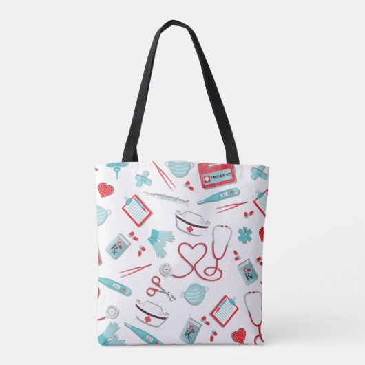 Hartstethoscoop en andere pictogrammen, voor zuste tote bag (Achterkant)