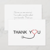 Hartstethoscoop Verpleegster Dank u Bedankkaart (Voorkant / Achterkant)