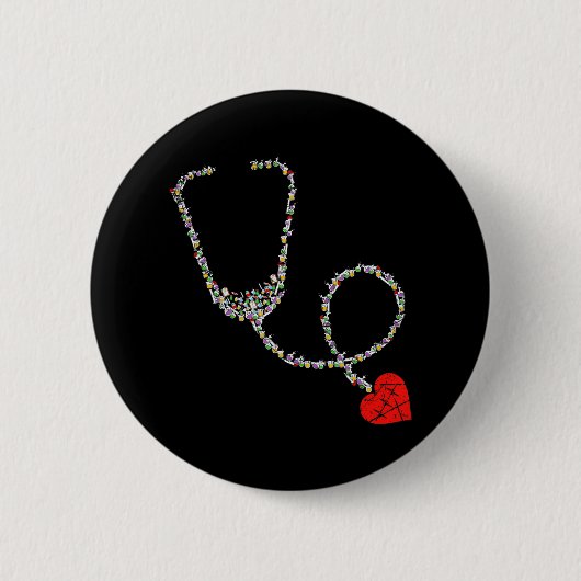 Hartstethoscoop verpleegster ronde button 5,7 cm (Voorkant)