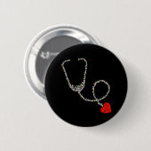 Hartstethoscoop verpleegster ronde button 5,7 cm (Voorkant /achterkant)