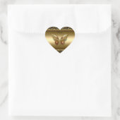 Hartsticker Goud Op Gouden Vlinder Hart Sticker (Tas)