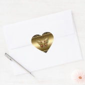 Hartsticker Goud Op Gouden Vlinder Hart Sticker (Envelop)