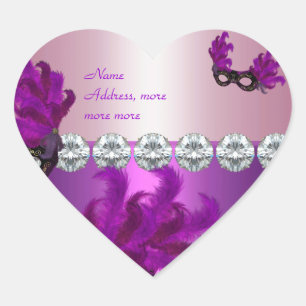 Hartsticker Paars Roze Diamant Veren Hart Sticker