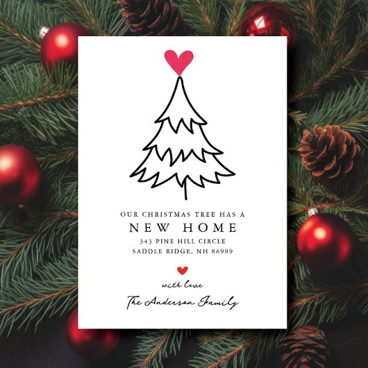 Hartstikke kerstboom nieuwe woning verhuizen aankondiging