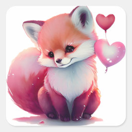 Hartstikke Schattige Vos Valentijns Vierkante Stic Sticker