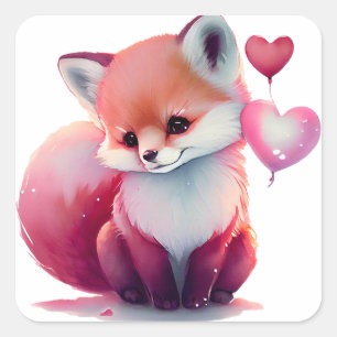 Hartstikke Schattige Vos Valentijns Vierkante Stic Sticker