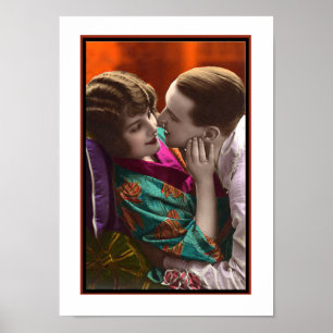 hartstochtelijk stel in een omhelzing poster