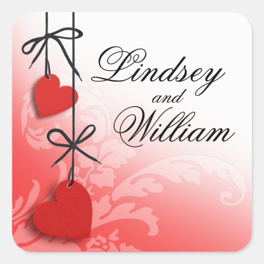 Hartstrijkers rood vierkante sticker (Voorkant)