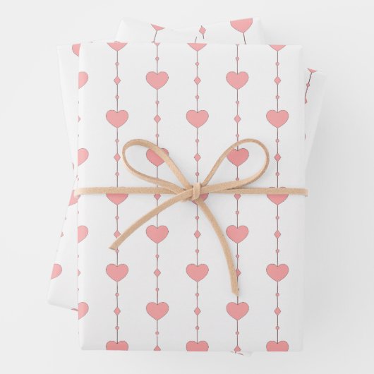 Hartstrings in Roze Inpakpapier Vel (In situ)
